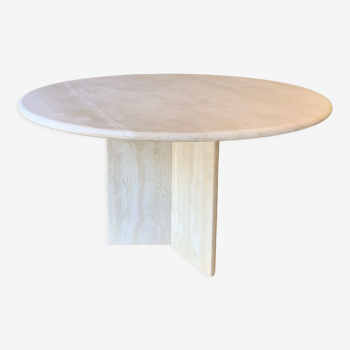 Round travertine dining table
