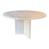 Round travertine dining table