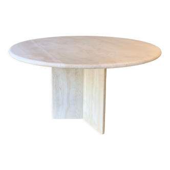 Round travertine dining table