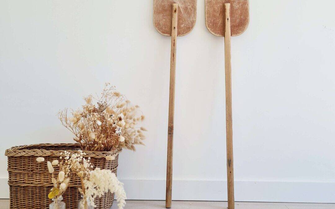 Paire de pagaies en bois