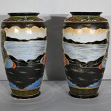 Pair of satsuma vases in japanese porcelain – early twentieth