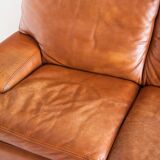 Vintage three-seater leather sofa. Edition by Roche Bobois. France, 70s-80s