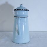 Cafetière ancienne en métal vert d'eau