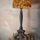 Large american art nouveau lamp with tiffany amber lampshade 61x23