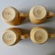 4 mugs Salins France, grès et émail vert