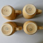 4 mugs Salins France, grès et émail vert