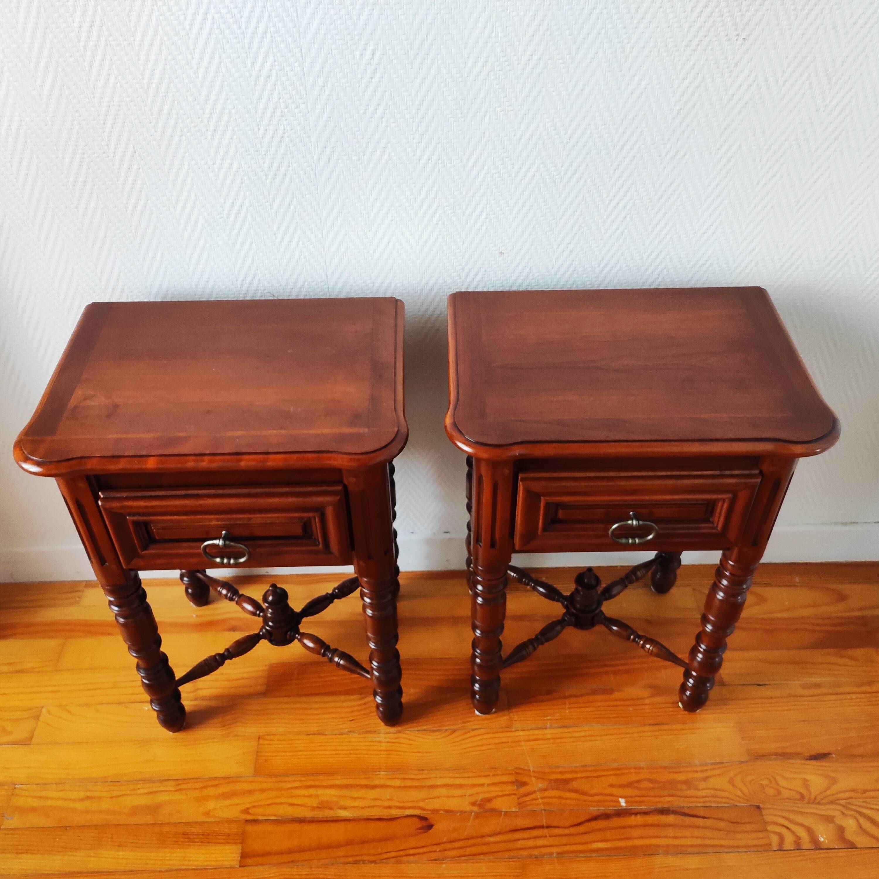 Pair of French solid wood bedside tables