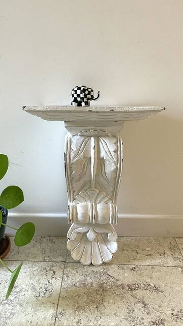 White Patinated Wall Console Shelf