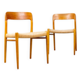 Chaise No. 75 Mid-Century en Chêne par Niels Otto Møller pour JL Møllers, Danemark, 1960s, Set de 2