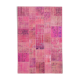 Handwoven oriental overdyed 202 cm x 303 cm pink patchwork rug