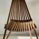 Foldable designer armchair in wooden slats