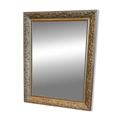 Miroir doré cadre ancien bois et stuc