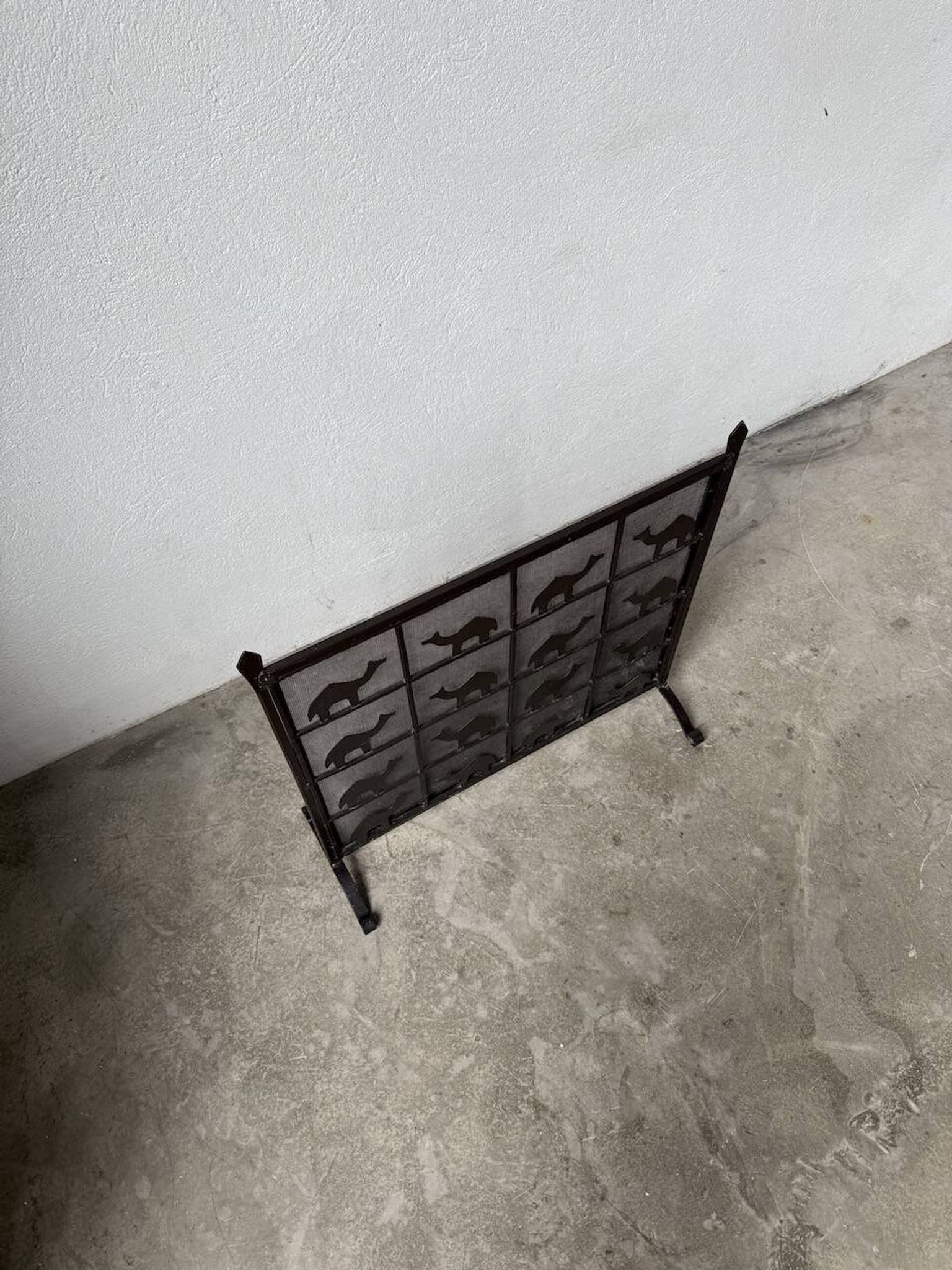 Wrought iron fireplace screen Les Marolles 1950