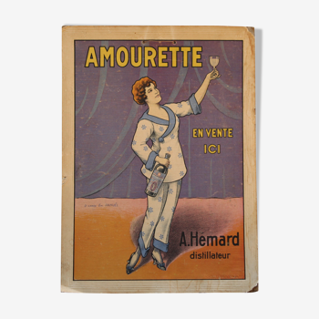 Affiche publicitaire cartonnée Amourette