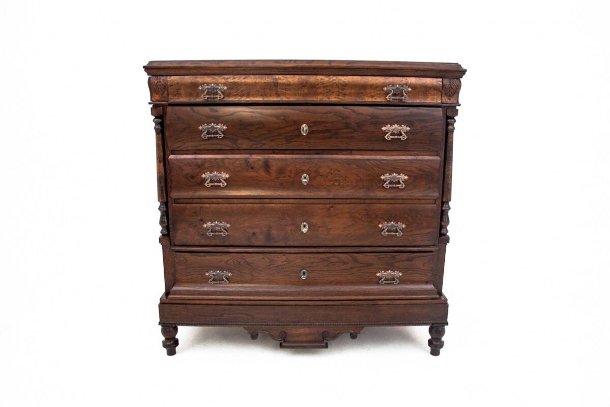 Antique oak chest of drawers, Northern Europe, circa 1890. After renovation.