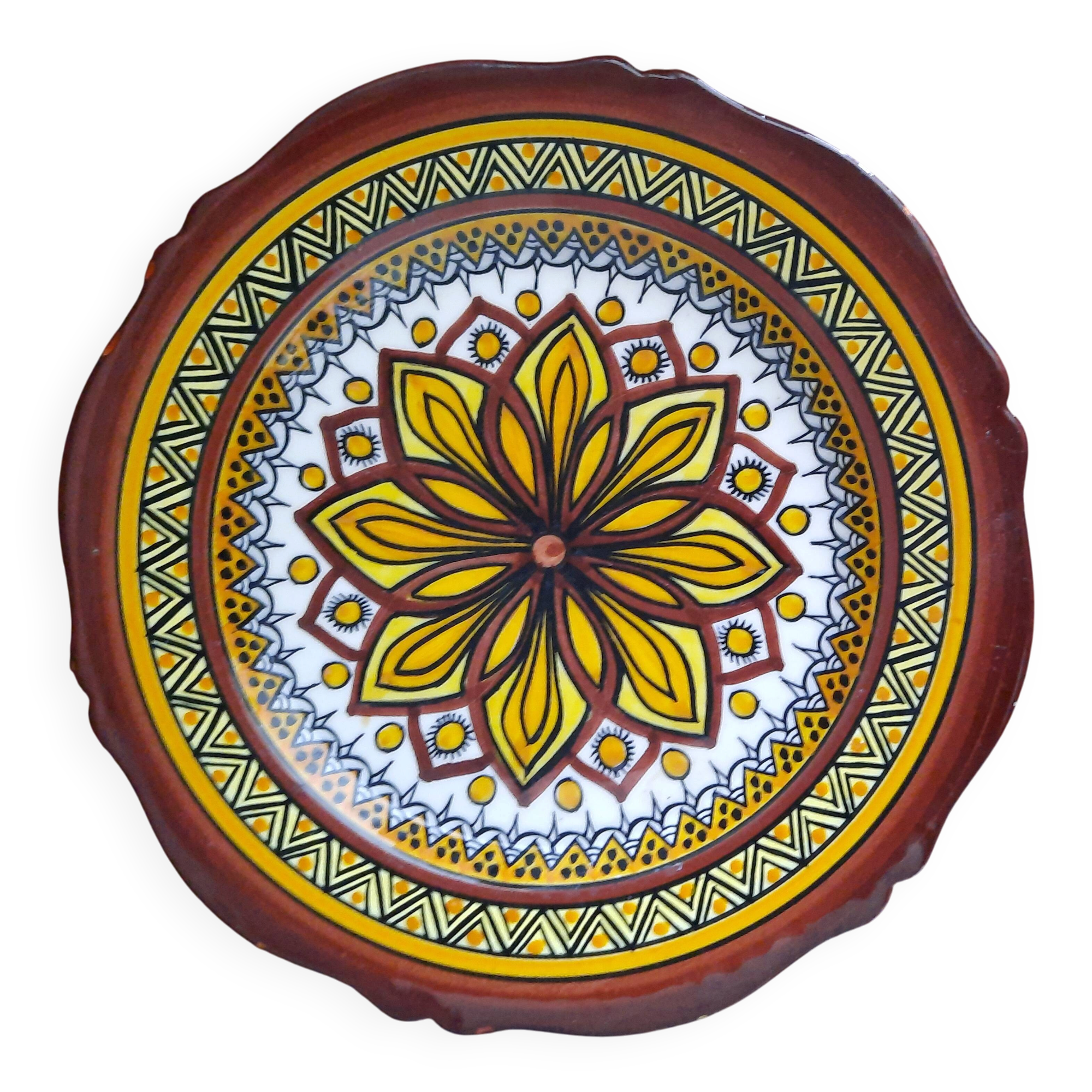 Old henriot quimper plate earthenware rosette decoration