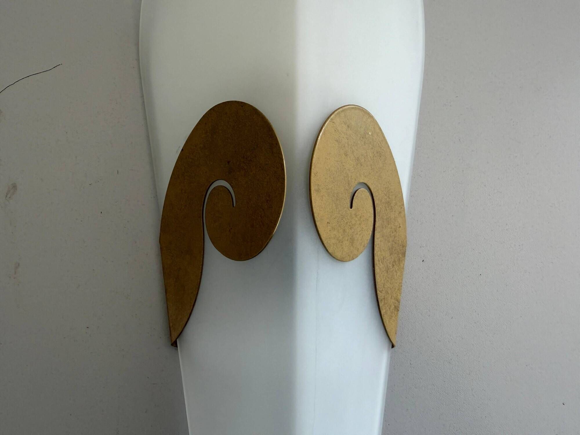 Pair of glass and metal wall lights AGE, 1980s, Italy