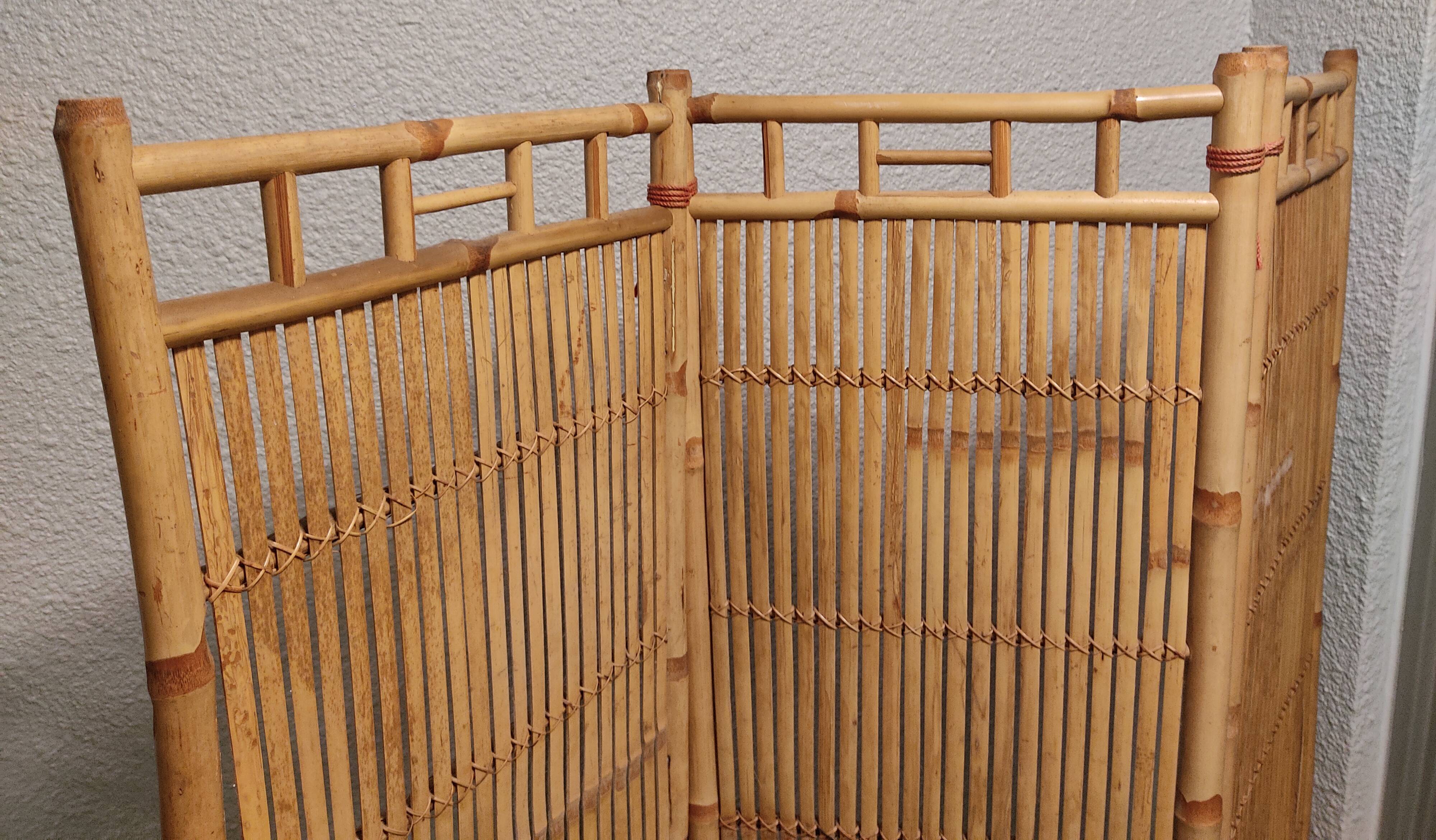 Vintage wicker rattan bamboo screen