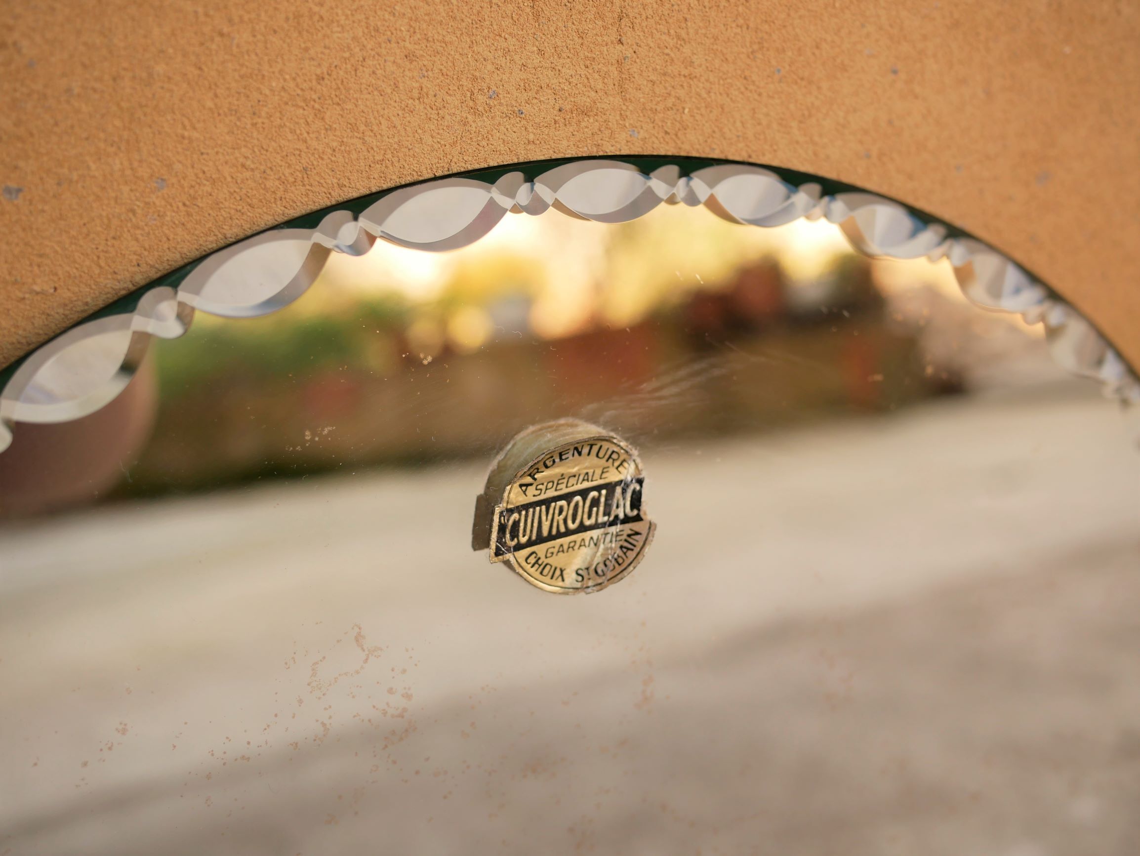 Miroir rond biseauté Art Déco 39cm x 39cm