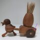 Two door peaks aperitif zoomorphic fish bird solid wood vintage design