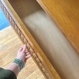 Vintage rattan and wood chest of drawers