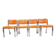 Set de 4 chaises chromées skaï orange 1970 vintage