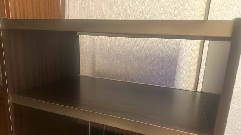 Vintage TV Hi-Fi unit on wheels, smoked glass, sliding doors.