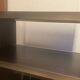 Vintage TV Hi-Fi unit on wheels, smoked glass, sliding doors.