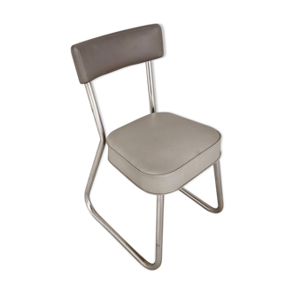 Chaise de bureau vintage années 50 60 en skai et métal chromé