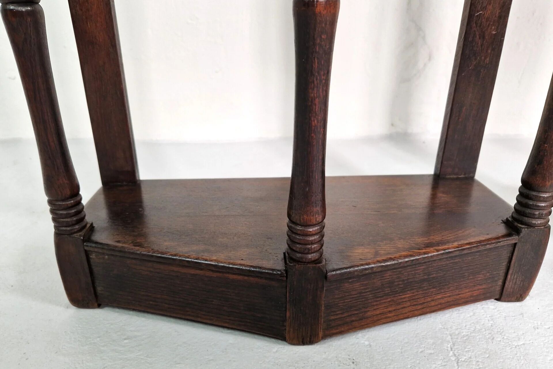Pair of English 1920s carved oak sidetables