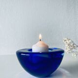 Kosta Boba blue glass candle holder