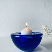 Bougeoir en verre bleu Kosta Boba
