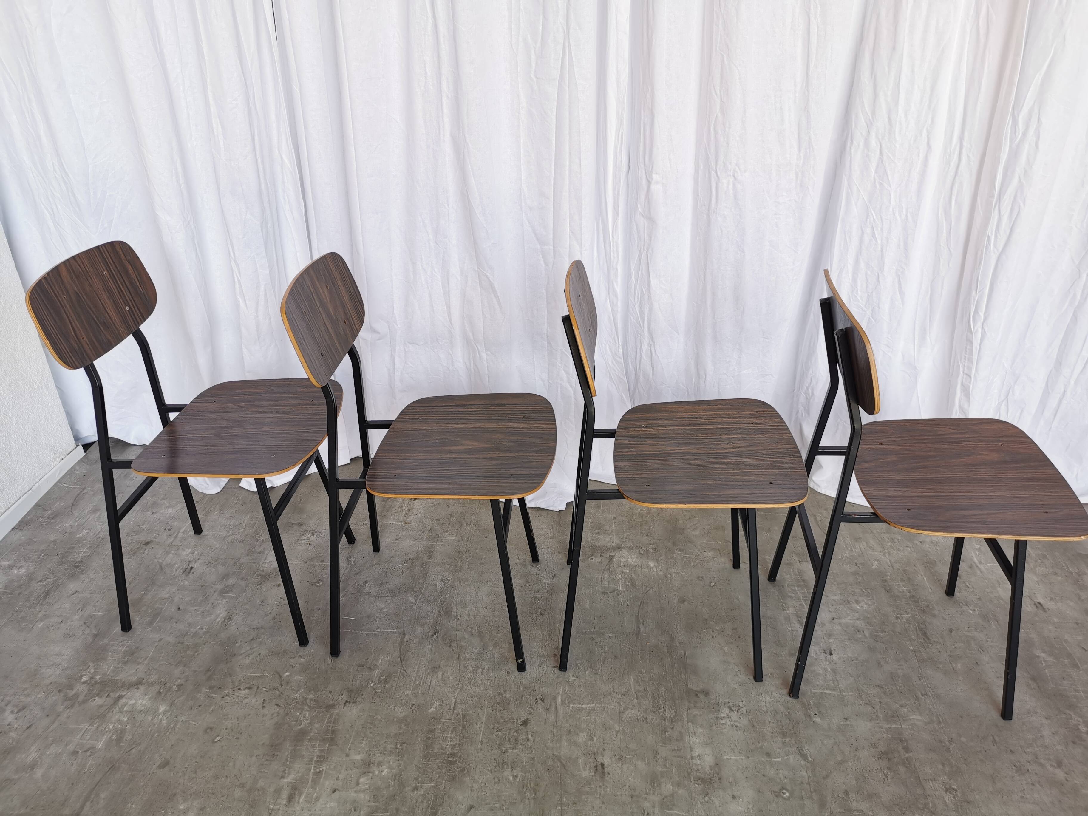Vintage Industrial School Chairs - STOL Kamnik - 70s Yugoslavia - Set of 4