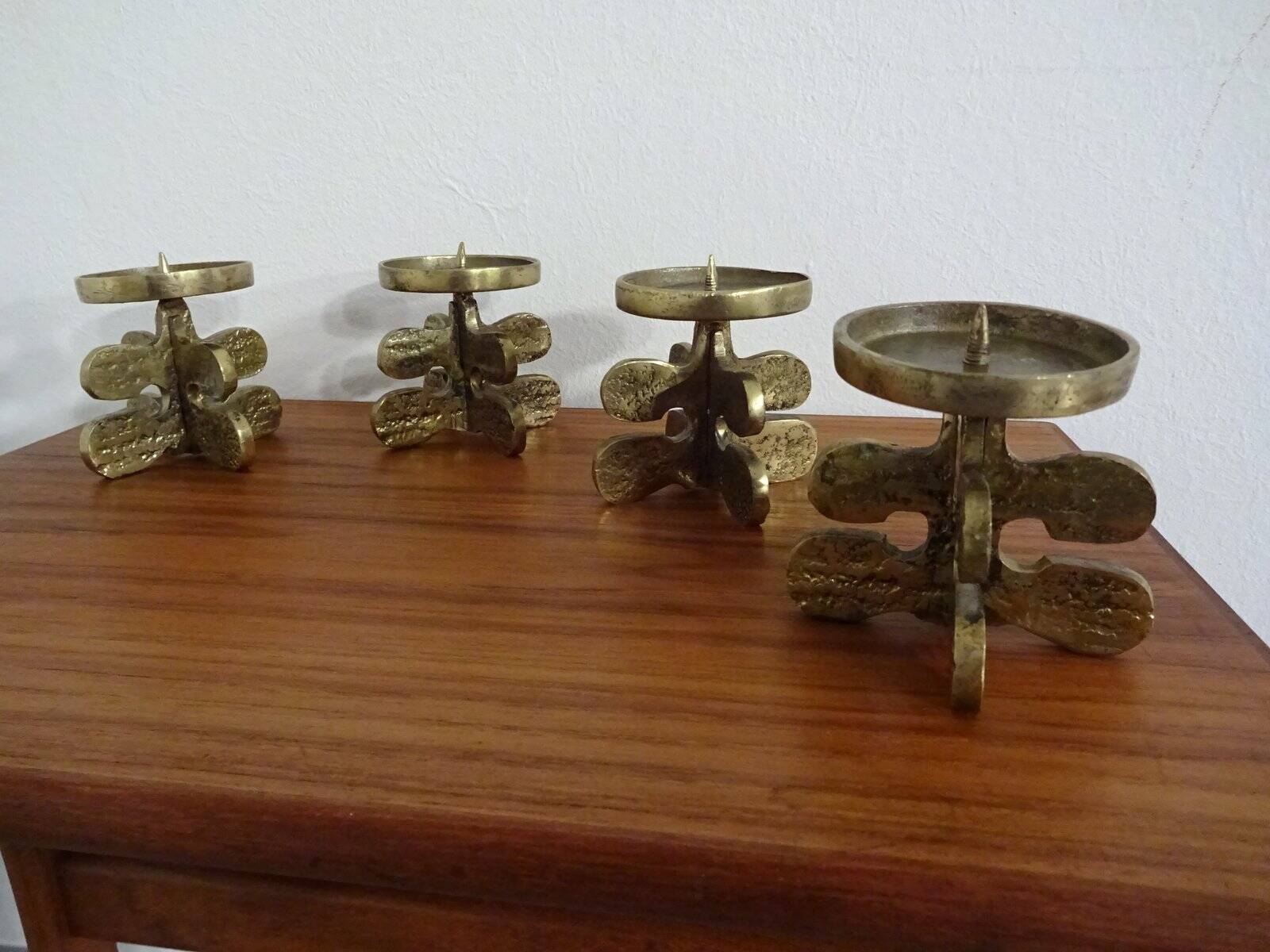 Italian Brutalist Candle Holders by Giuseppe Gallo for Gallo, 1960s, Set of 2