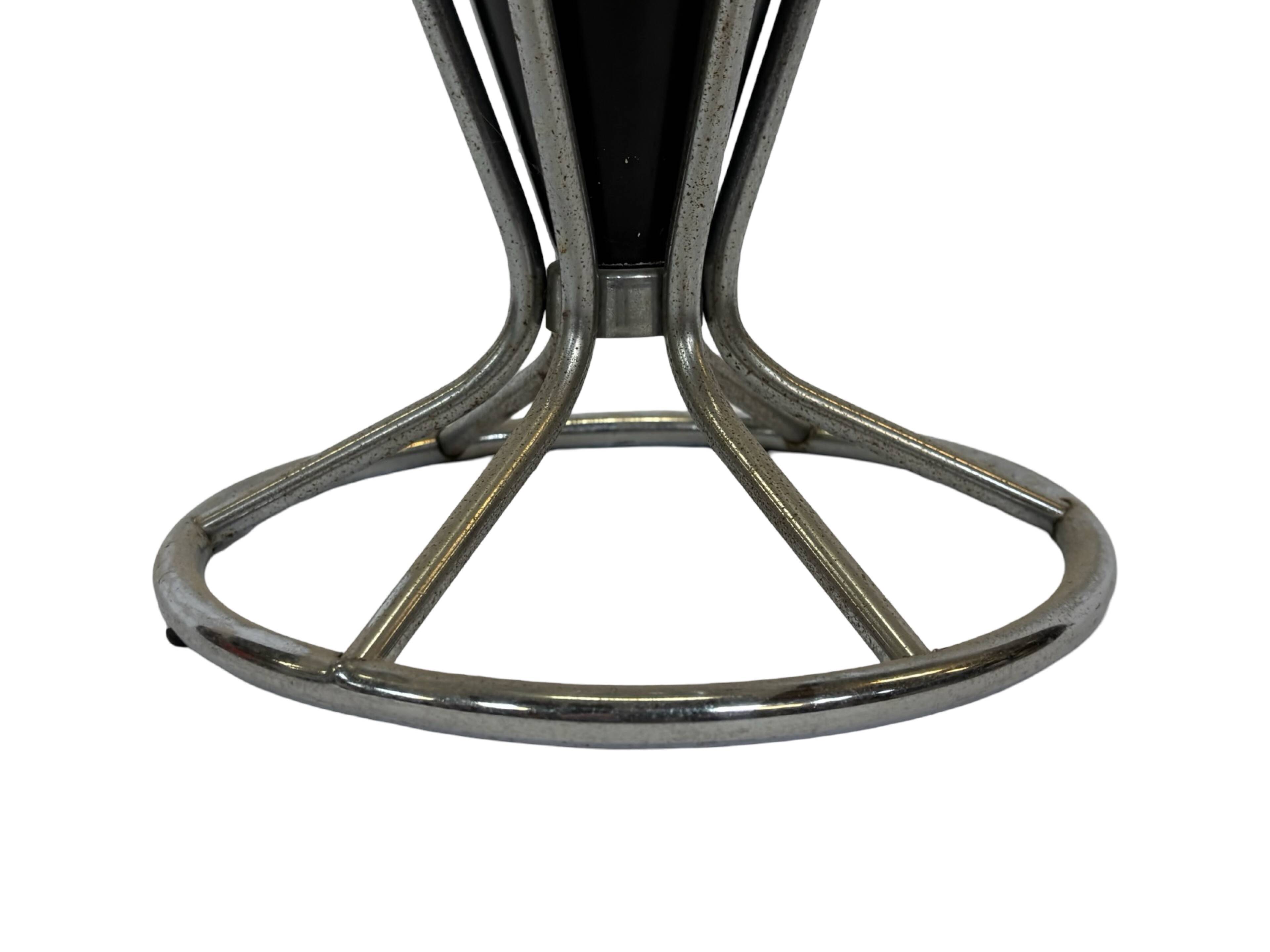 Vintage Umbrella stand chrome round black Dutch Art Deco