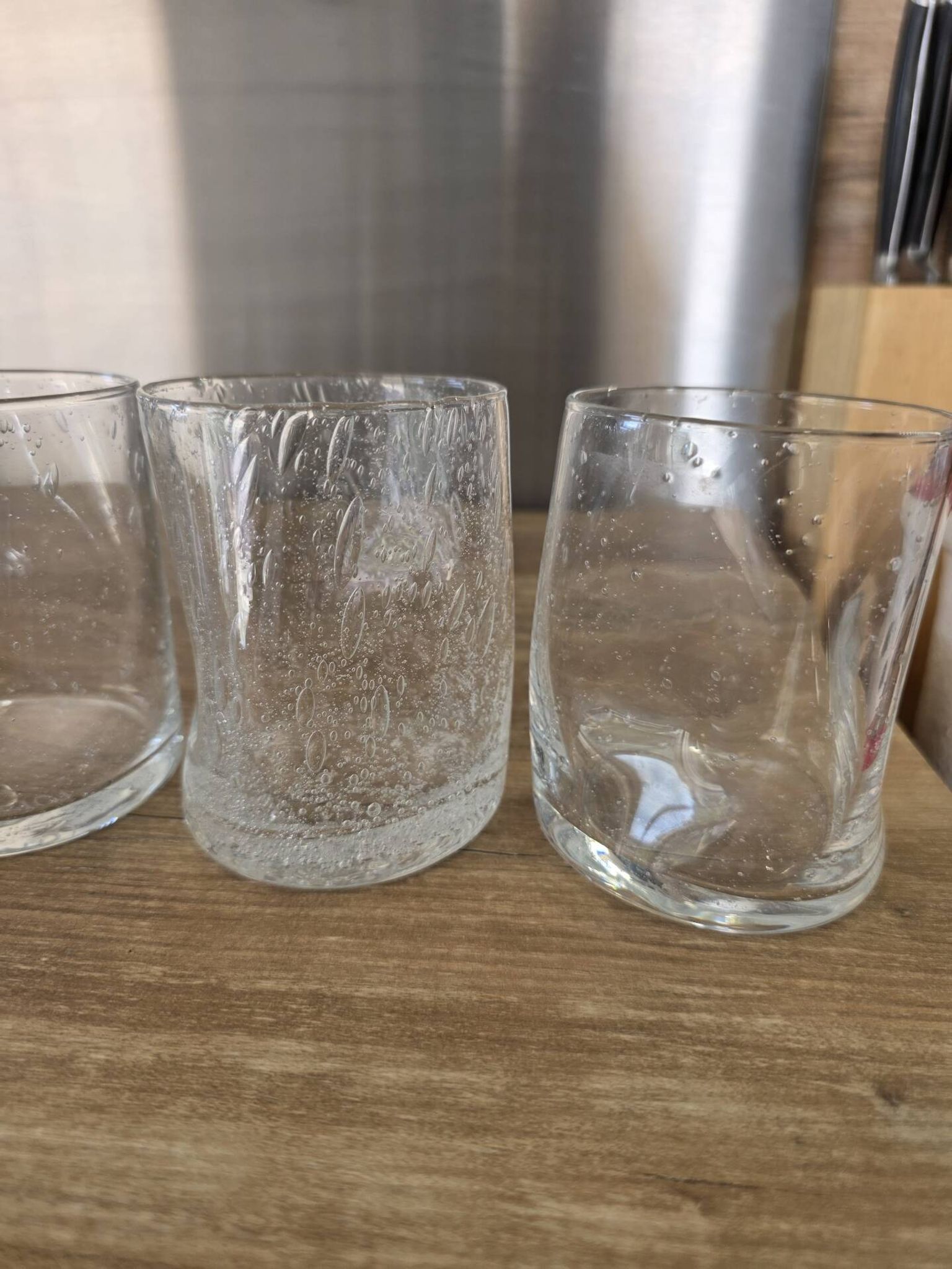 5 engraved bubble glass cups BIOT Free-form pinched (H 10 cm)