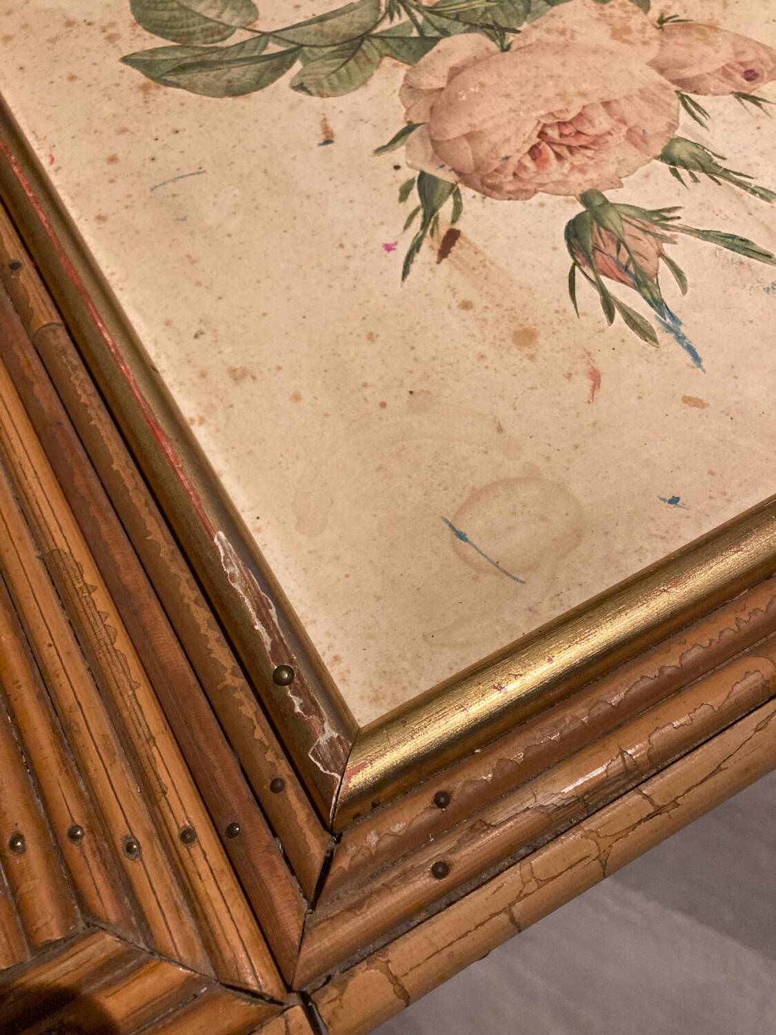 Hairdresser, vintage rattan desk, in the style of Audoux Minet.