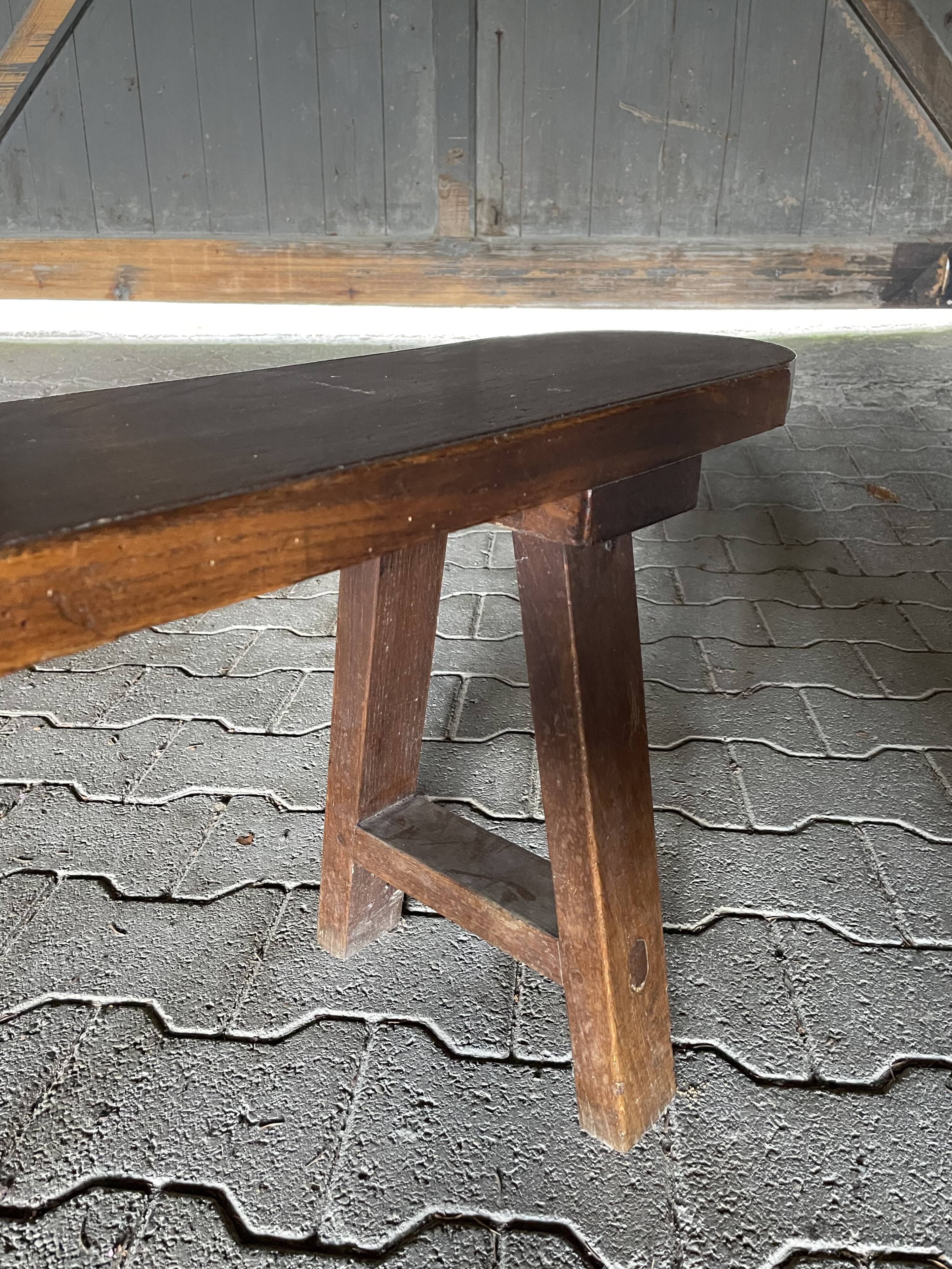 Pair of old benches in solid oak