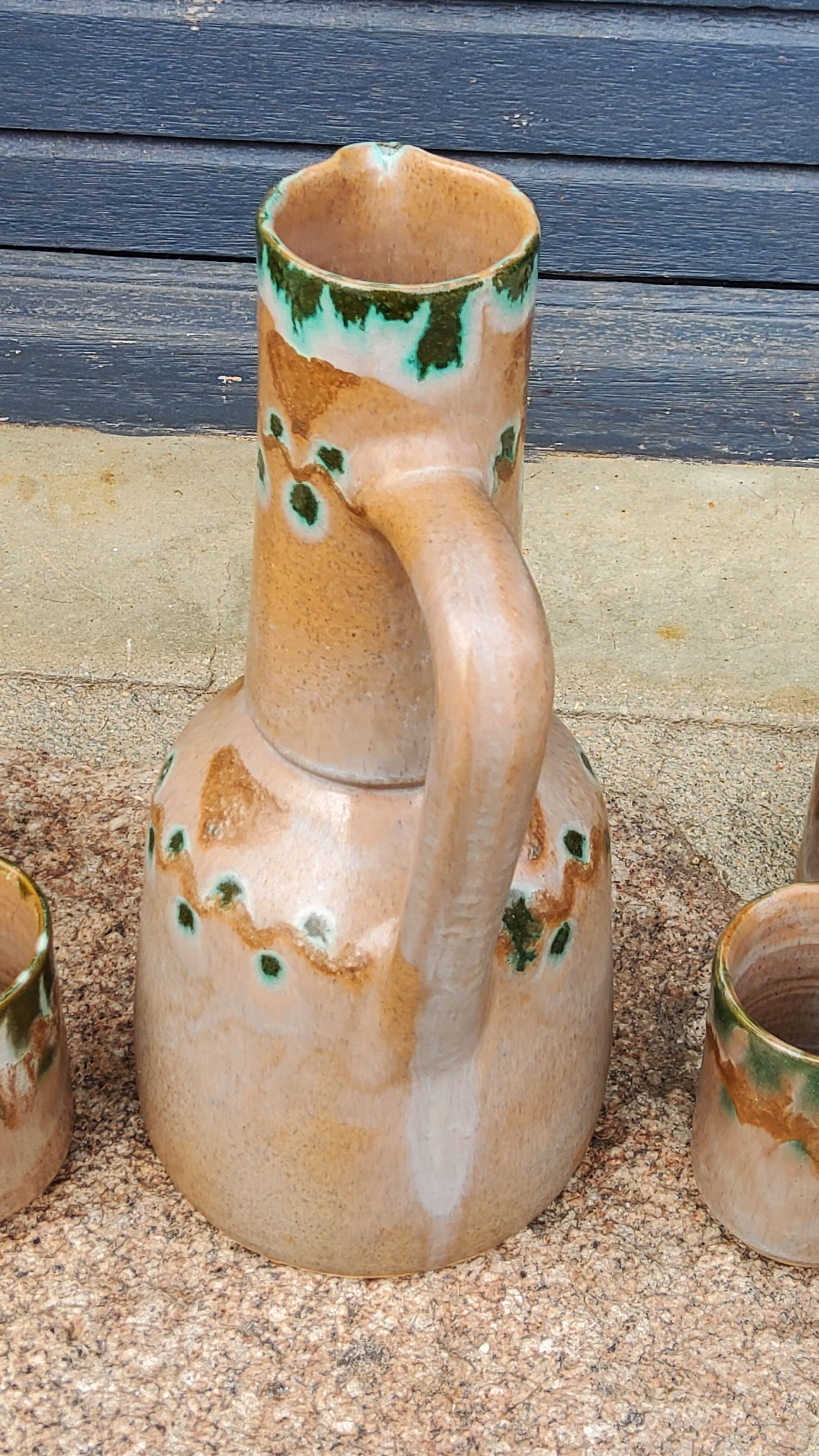 Orangeade service from the 70s in glazed terracotta