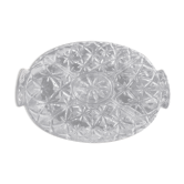 Oval compartmentalized plate in chisled glass