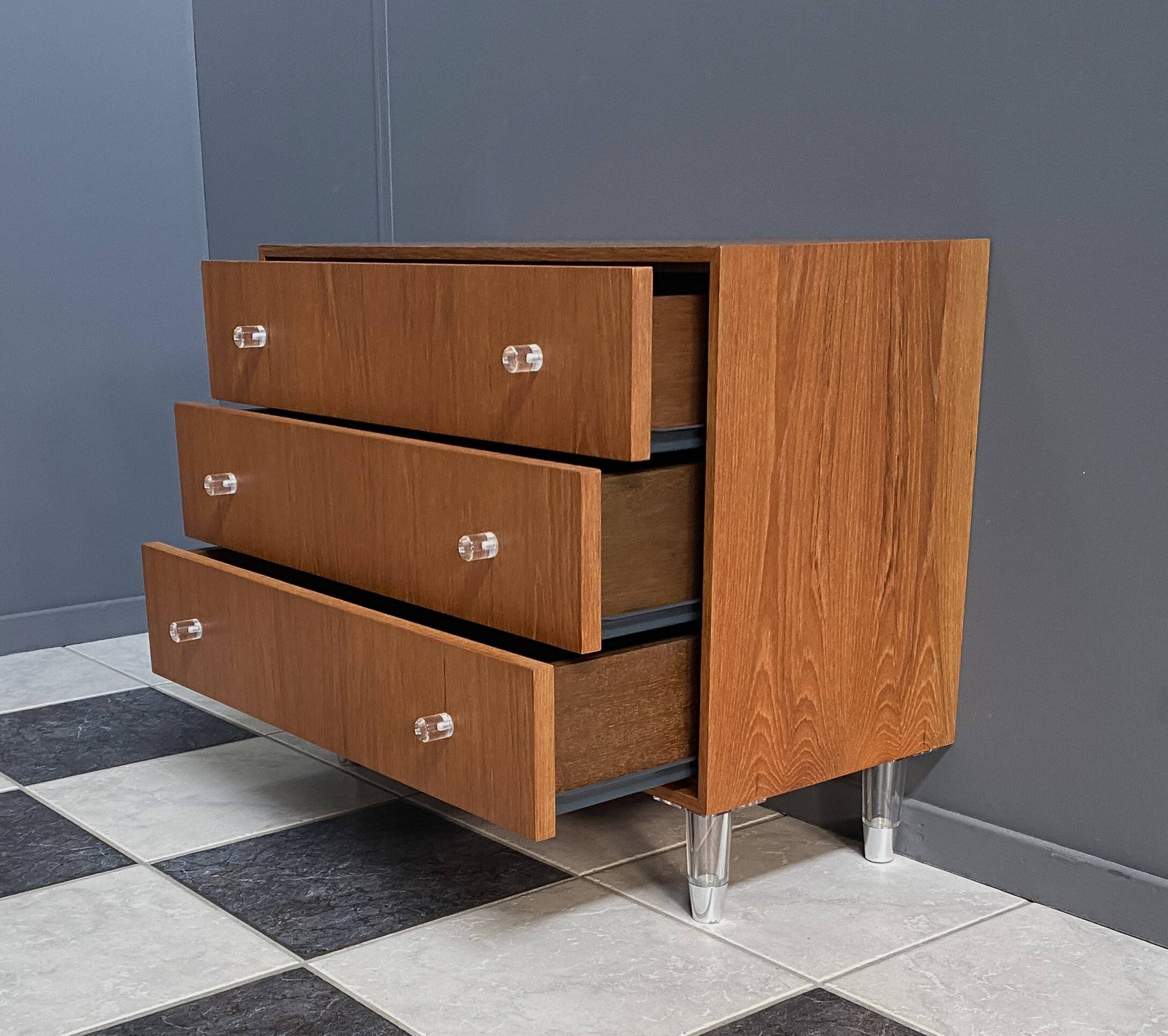 Teak chest of drawers 1970s with perspex handles
