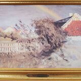 Painting „The Rainbow over the Village”, Scandinavian design, 1960s