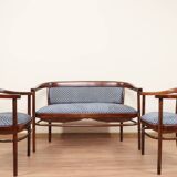 Ensemble de salon Thonet, en bois et jacquard bleu, 1910