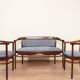 Thonet living room set, in wood and blue jacquard, 1910