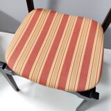 Vintage Set of Six Walnut Chairs by Gianfranco Frattini for Cassina with Stripe Patterned Orange Fab