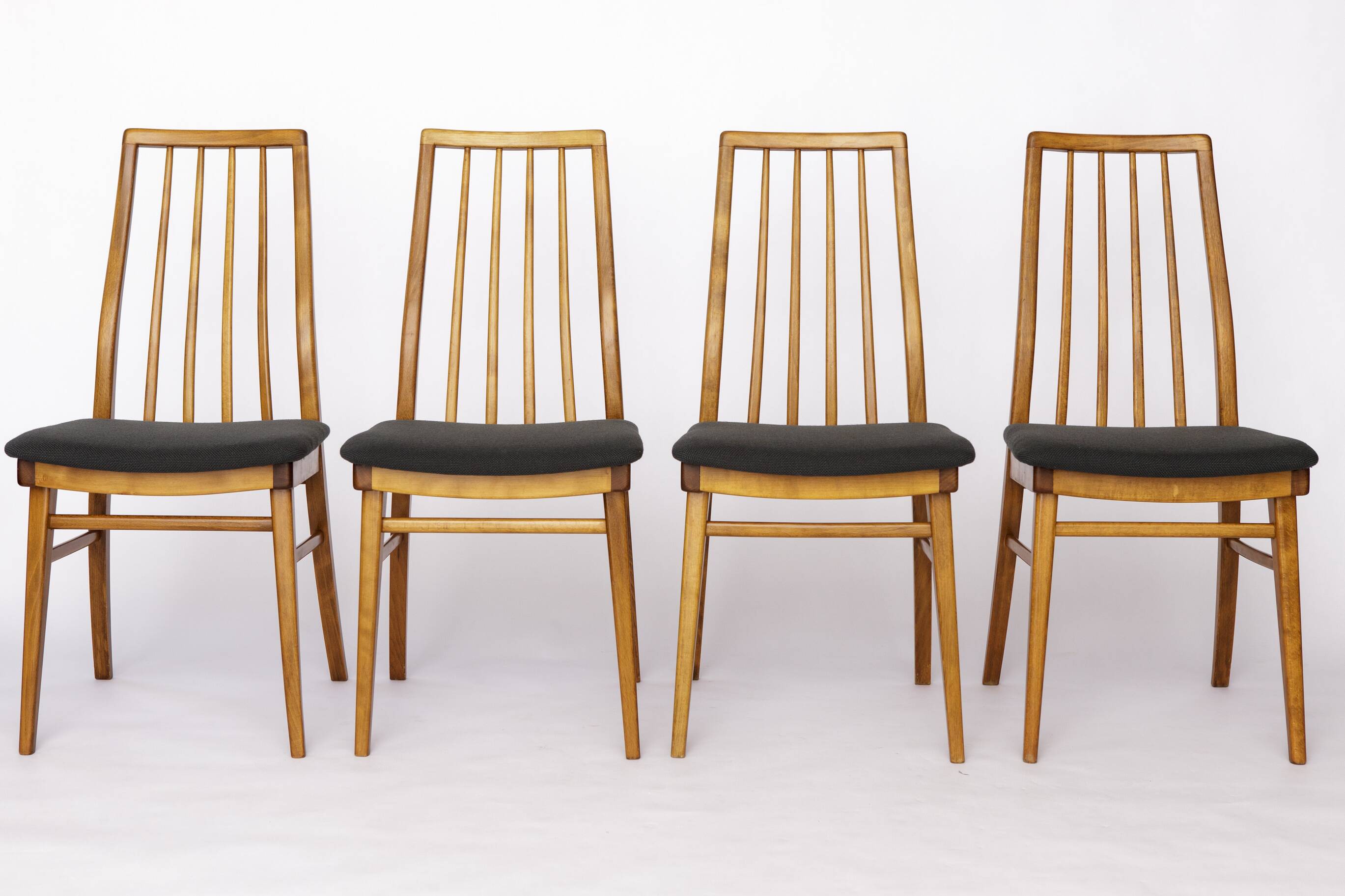 Set of 4 Vintage German Dining Chairs – 1960s/1970s Mid Century Beechwood C