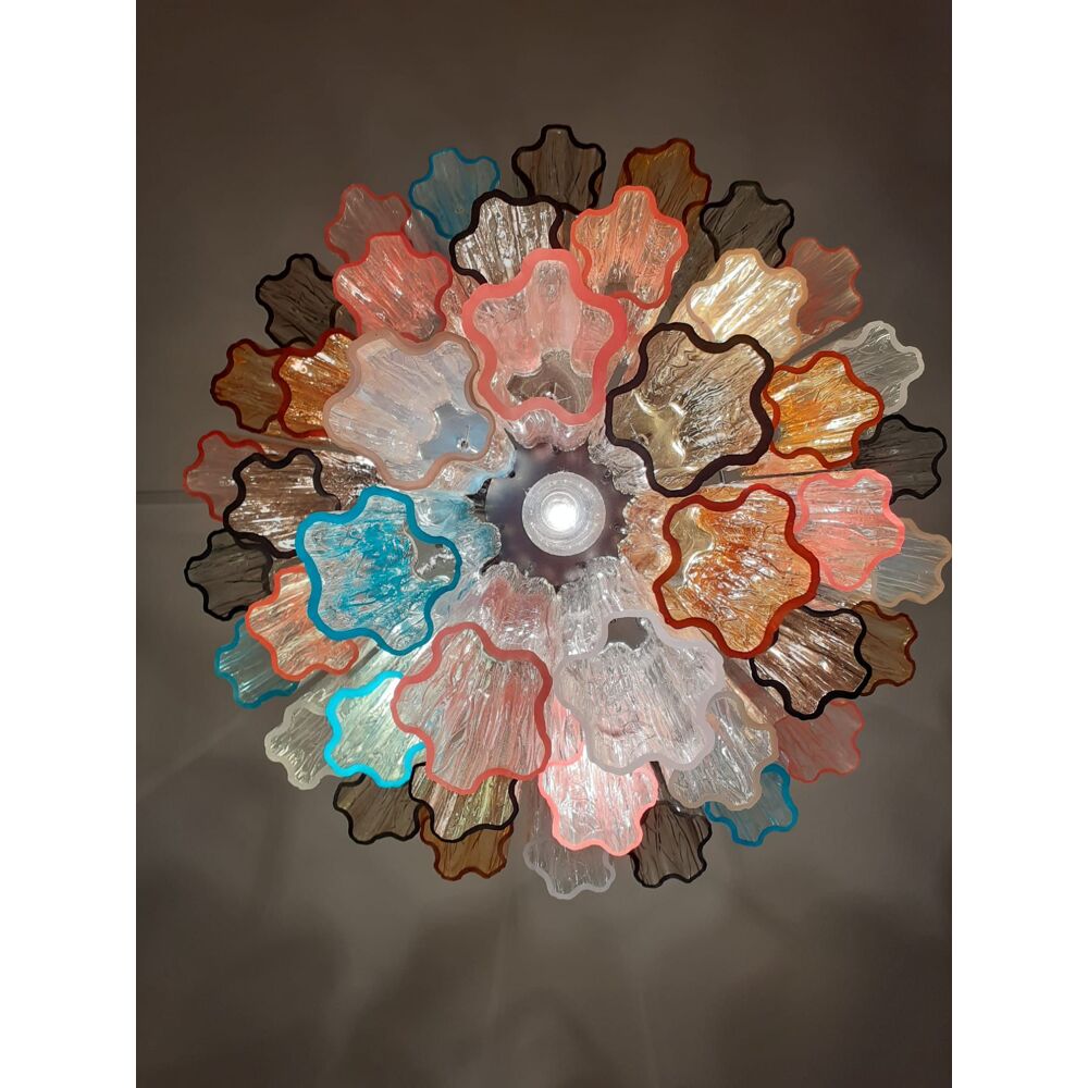 Multicolor “tronchi” murano glass chandelier