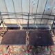 Theatre bench for 4 – Industrial style – Iron and sheet metal – Early 20th century