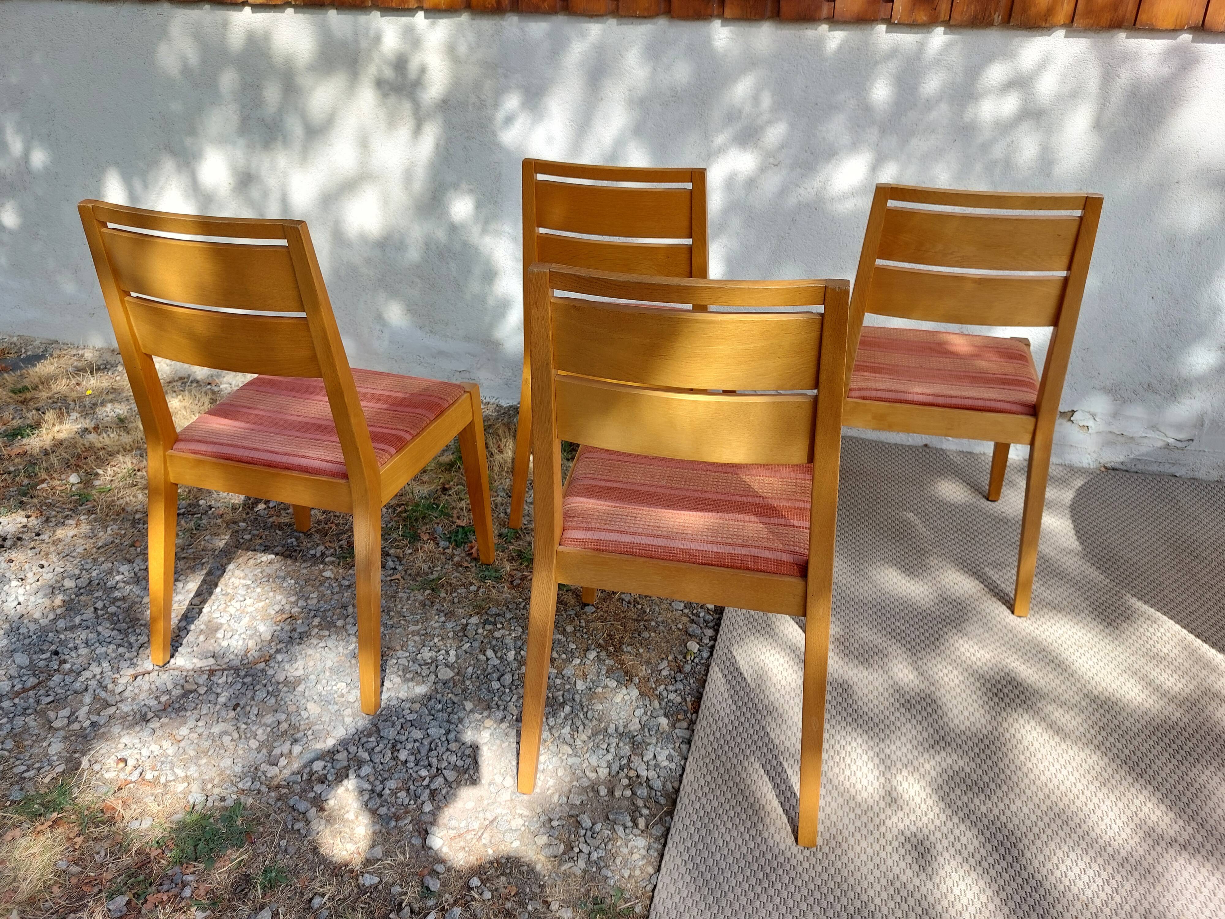 4 cosy chairs, solid wood and fabric