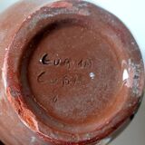 Rare et anciennce cruche pansue marron foncée. Fabriquée à Cuba
